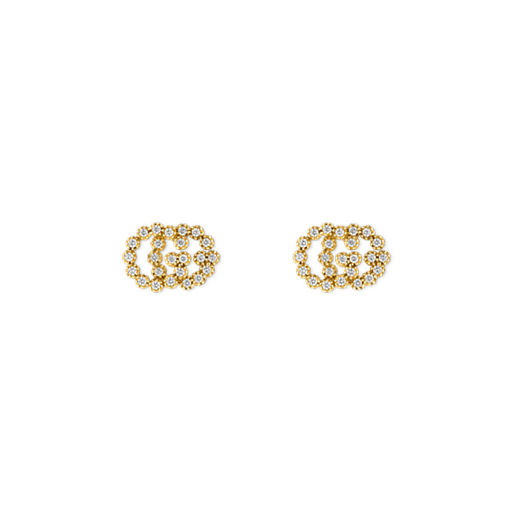 Gucci Running G Stud Earrings with Diamonds