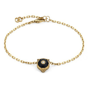 Gucci 18ct Yellow Gold Onyx & Diamond Feline Bracelet