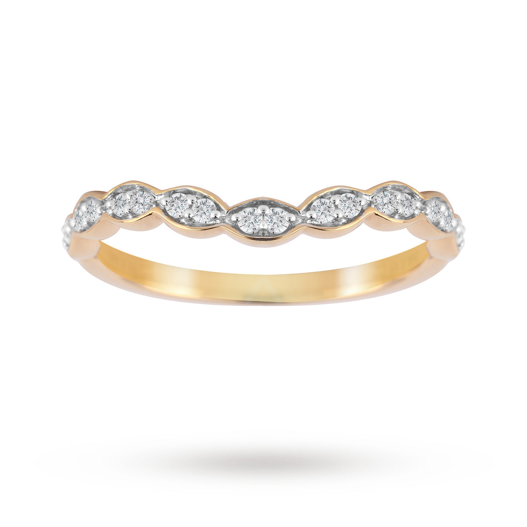 Jenny Packham 18ct Yellow Gold 0.15cttw Dip Band Ring - Ring Size O