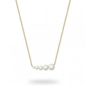 Birks Gold and Pearl Freshwater Pearl Horizontal Bar Necklace