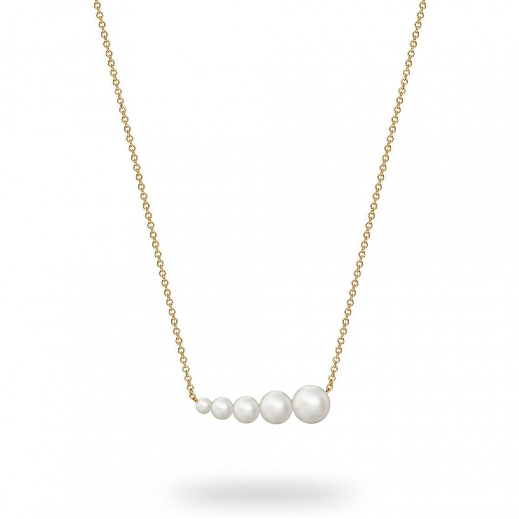 Birks Gold and Pearl Freshwater Pearl Horizontal Bar Necklace