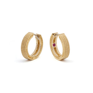 Roberto Coin Symphony 18ct Yellow Gold Pattern Hoop Earrings