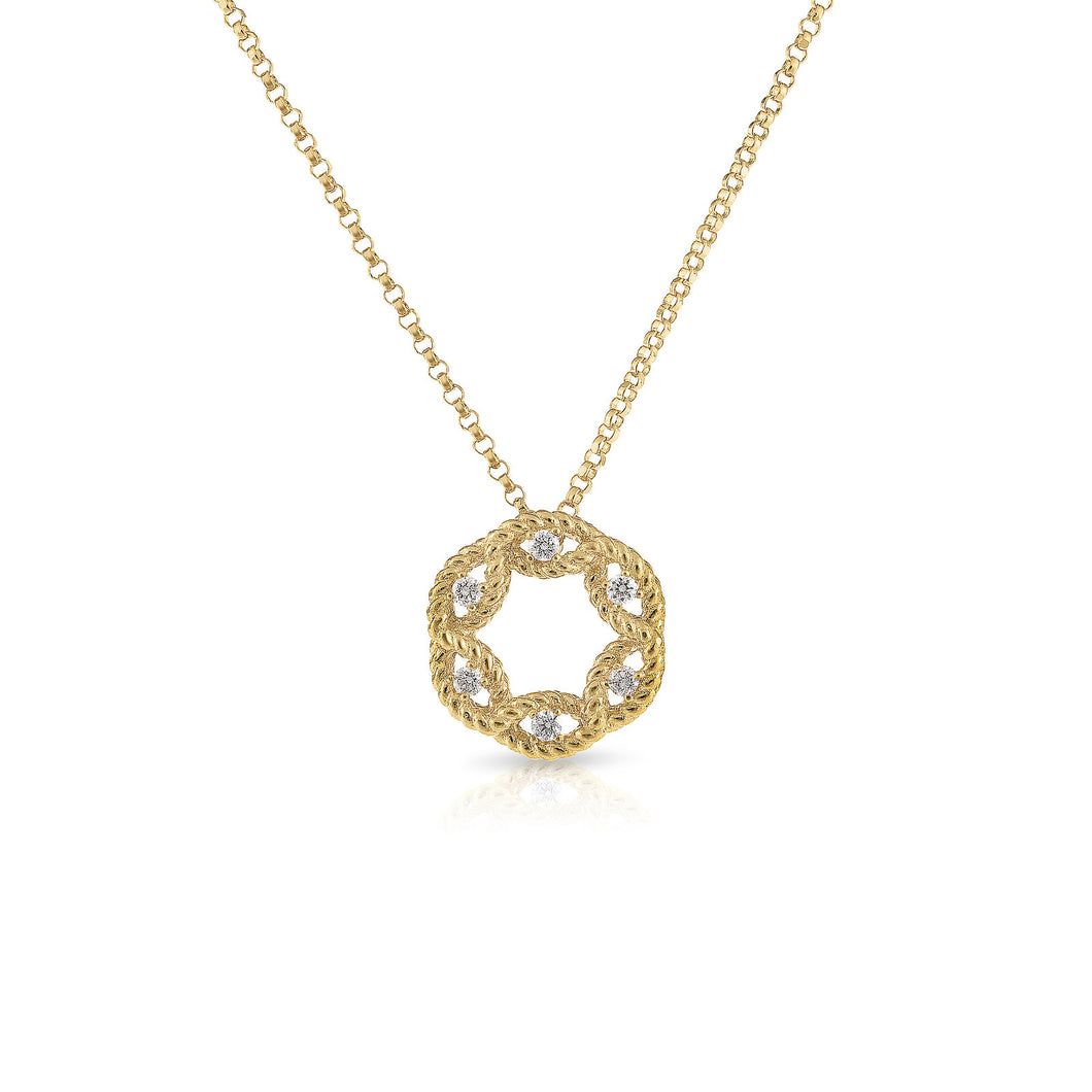 Roberto Coin New Barocco 18ct Yellow Gold 0.14ct Diamond Pendant