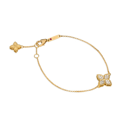 Roberto Coin Princess Flower 18ct Yellow Gold 0.18ct Diamond Bracelets