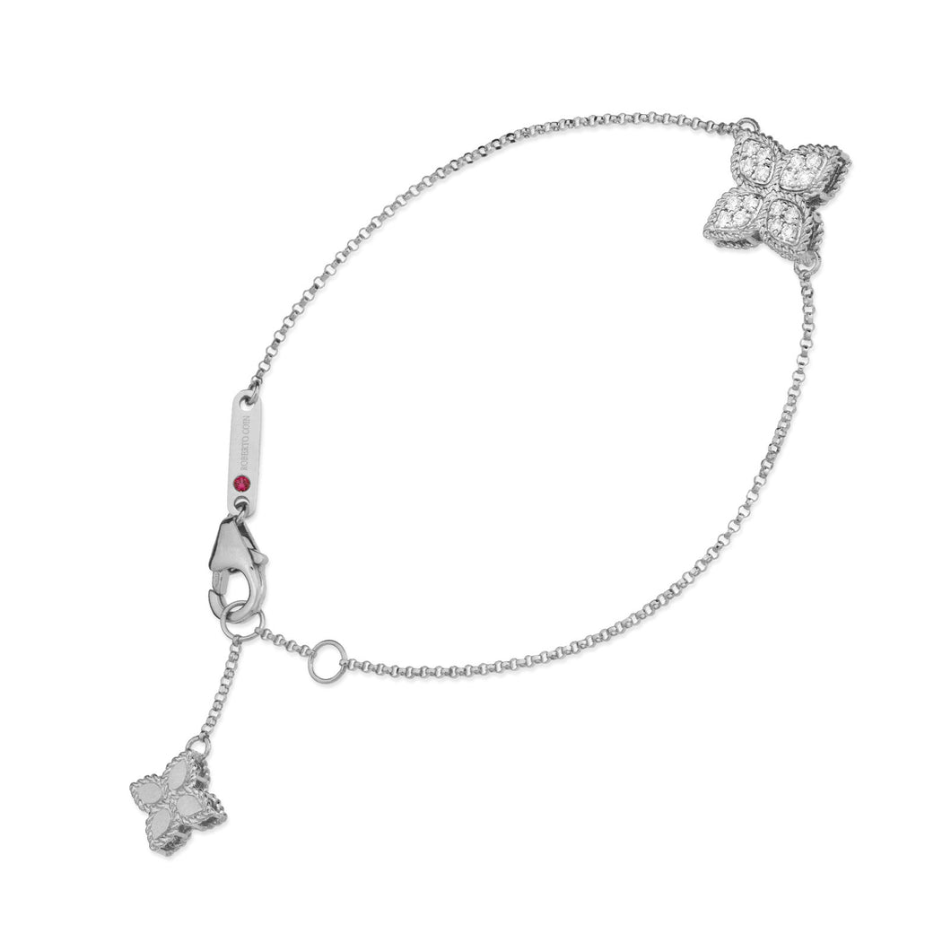 Roberto Coin Princess Flower White Gold Diamond Bracelet