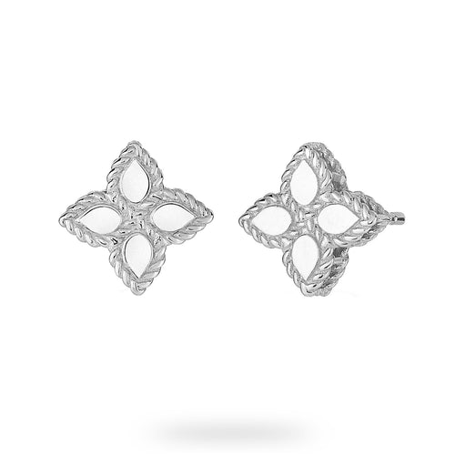 Roberto Coin Princess Flower 18ct White Gold Stud Earrings