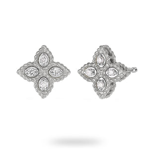 Roberto Coin Princess Flower 18ct White Gold Diamond Stud Earrings