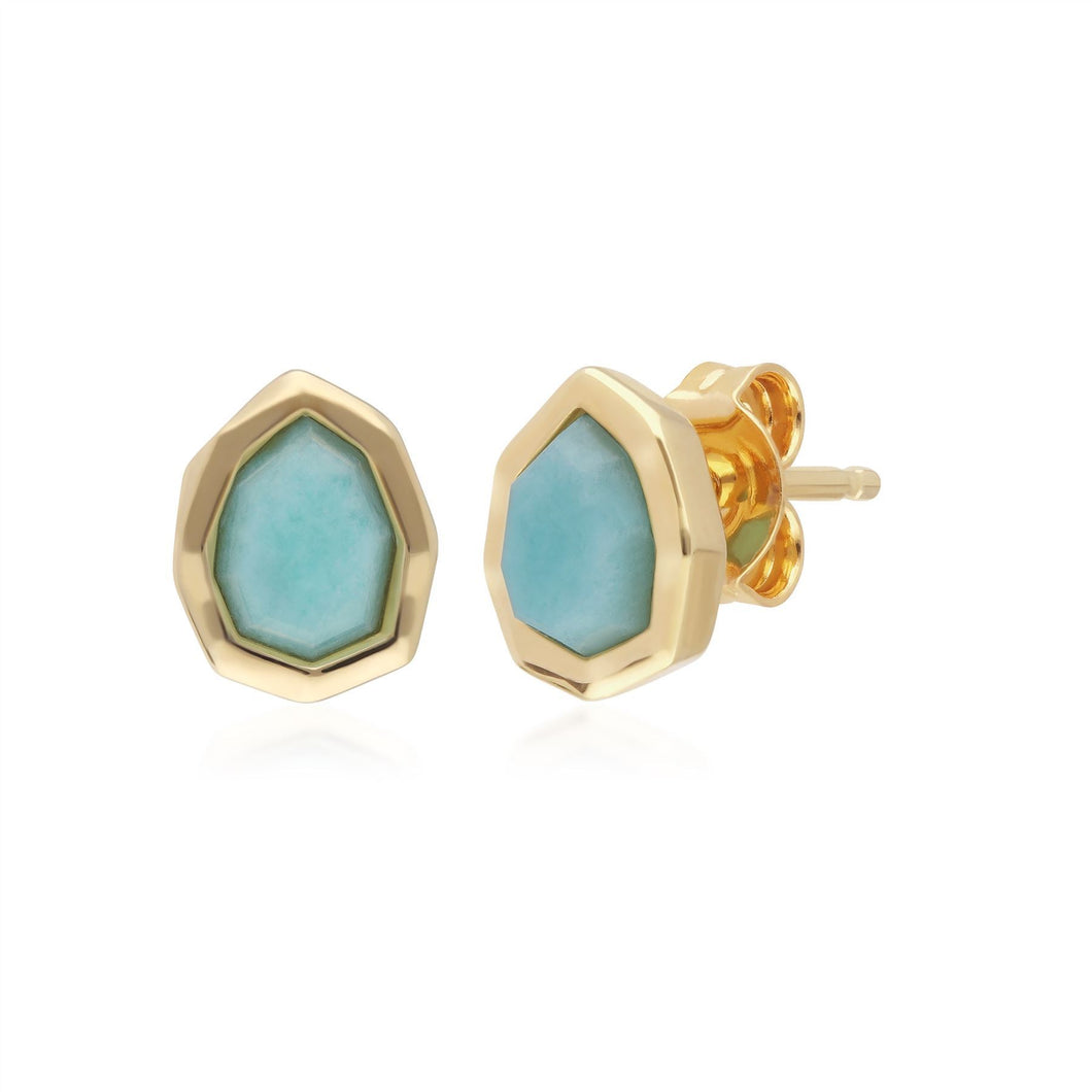 Irregular B Gem Blue Peru Amazonite Stud Earrings