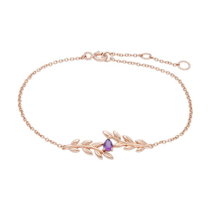 O Leaf Amethyst Bracelet in 9ct Rose Gold