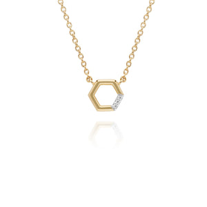 Diamond Hexagon Necklace in 9ct Yellow Gold