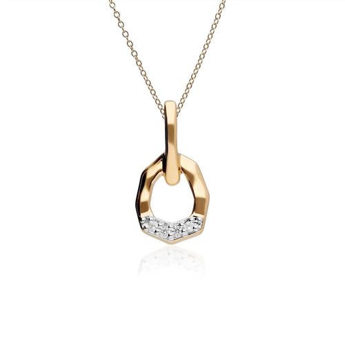 Diamond Asymmetrical Pendant in 9ct Yellow Gold