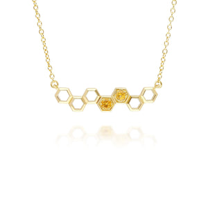 Honeycomb Inspired Citrine Link Necklace in 9ct Yellow Gold