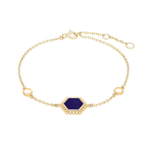 Lapis Lazuli Flat Slice Hex Bracelet in Gold Plated Sterling Silver