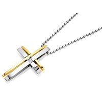 Inspirit Two Tone Cubic Zirconia Cross And Ball Chain - A3555