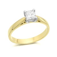 18ct Gold Princess Cut Diamond Solitaire Ring - 60pts - Certificated - D1076-O