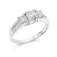 18ct White Gold 1 Carat Three Stone Ring - D1307-P