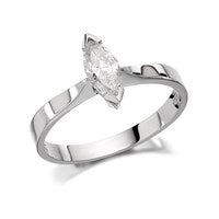 18ct White Gold Marquise Cut Diamond Solitaire Ring - 1/2ct - Certificated - D2345-P