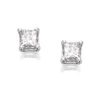 14ct White Gold Princess Cut Diamond Solitaire Earrings - 1/2ct per pair - D3904