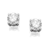 18ct White Gold 1 Carat Diamond Solitaire Stud Earrings - Certificated - D4506