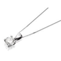 18ct White Gold 1 Carat Diamond Solitaire Necklace - Certificated - D4513