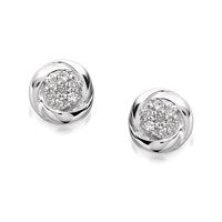 9ct White Gold Mini Diamond Knot Stud Earrings – 7pts per pair - D5513