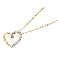 9ct Gold Diamond Heart Necklace - 5pts - D5608