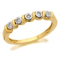 9ct Gold Five Stone Diamond Swirl Ring - 5pts - D5817-O