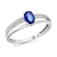 9ct White Gold Sapphire And Diamond Ring - 5pts - D63109-O