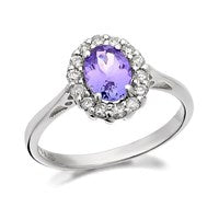 9ct White Gold Tanzanite And Diamond Cluster Ring - 1/4ct - D6380-Q