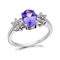 9ct White Gold Tanzanite And Diamond Ring - 15pts - D6383-N