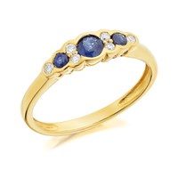 9ct Gold Sapphire And Diamond Ring - 9pts - D6404-J