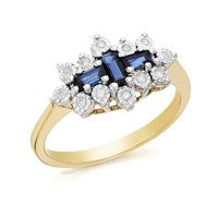 9ct Gold Sapphire And Diamond Cluster Ring - 6pts - D6405-O