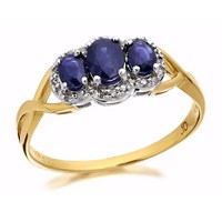 9ct Gold Sapphire And Diamond Cluster Ring - 10pts - D6415-L