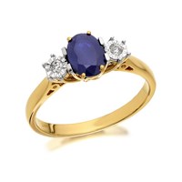 9ct Gold Sapphire And Diamond Trilogy Ring - 5pts - D6419-R