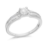 9ct White Gold Solitaire And Channel Set Diamond Ring - 1/2ct - D6613-P