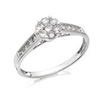 9ct White Gold Diamond Cluster Ring - 1/2ct - D6641-O