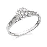 9ct White Gold Diamond Cluster Ring - 1/2ct - D6641-J