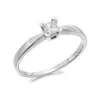 9ct White Gold Princess Cut Diamond Solitaire Ring - 1/4ct - AGI Certificated - D6643-R
