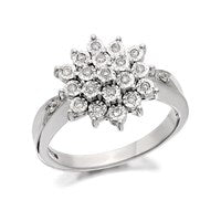 9ct White Gold Diamond Three Tier Cluster Ring - 12pts - D6684-O