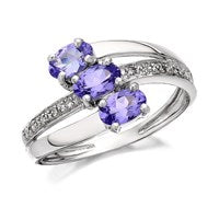 9ct White Gold Tanzanite And Diamond Crossover Ring - EXCLUSIVE - D6804-P