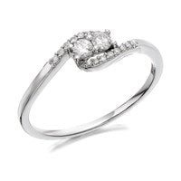 U&Me 9ct White Gold Diamond Crossover Ring - 20pts - D6913-R