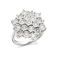 9ct White Gold 1 Carat Diamond Cluster Ring - D7209-P