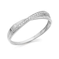 9ct White Gold Diamond Crossover Ring - 7pts - D7236-N