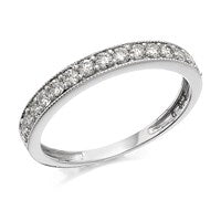 9ct White Gold Beaded Edge Diamond Half Eternity Ring - 40pts - D7275-N