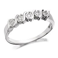 9ct White Gold Five Stone Diamond Swirl Ring - 5pts - D7283-K