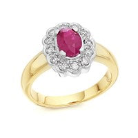 9ct Gold Ruby And Diamond Cluster Ring - 1/4ct - D7412-S