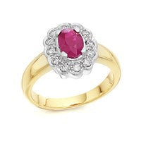9ct Gold Ruby And Diamond Cluster Ring - 1/4ct - D7412-P