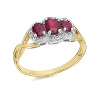 9ct Gold Two Colour Ruby And Diamond Cluster Ring - 10pts - D7487-S