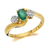 9ct Gold Diamond And Emerald Crossover Ring - 10pts - EXCLUSIVE - D7504-S