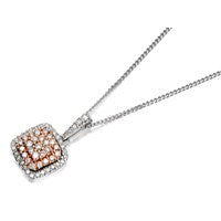 9ct Gold Two Colour One In A Million Pink Diamond Cluster Necklace - 1/4ct - D7806